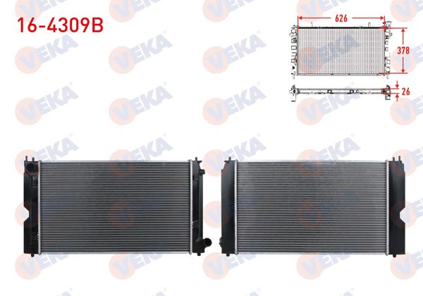 VEKA 16-4309B | Su Radyatörü Brazing Toyota Avensis (T25) 2.0 D-4D M-T Hortum Giriş & Çıkış 38mm 2003-2008