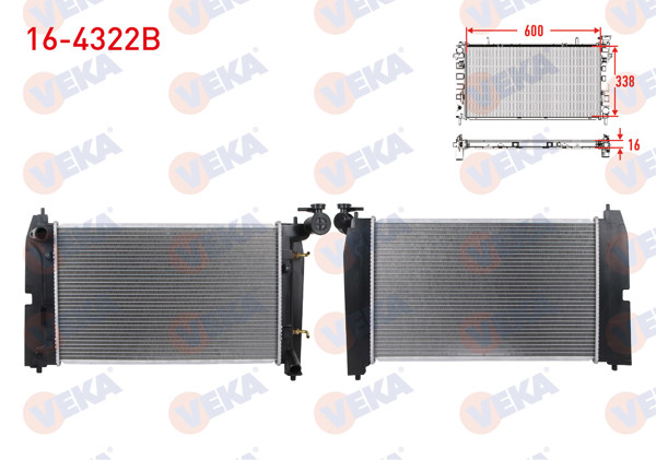 VEKA 16-4322B | Su Radyatörü Brazing Vıdalı Toyota Corolla (_E12_) 1.4 Vvt-I A-T 2002-2007