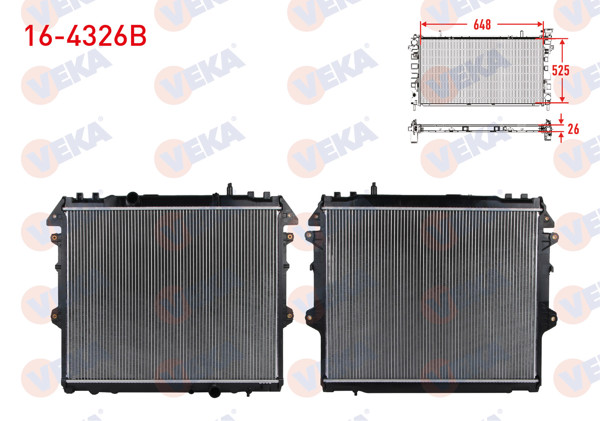 VEKA 16-4326B | Su Radyatörü Brazing Toyota Hı-Lux (Vıgo) Pick Up (Tgn1_, Ggn2_, Ggn1_, Kun2_, Kun1_) 2.5 D-4D M-T 2005-2011