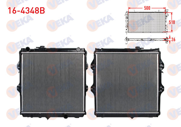 VEKA 16-4348B | Su Radyatörü Brazing Toyota Hı-Lux Pick Up 2.5 D-4D M-T 2001-2005