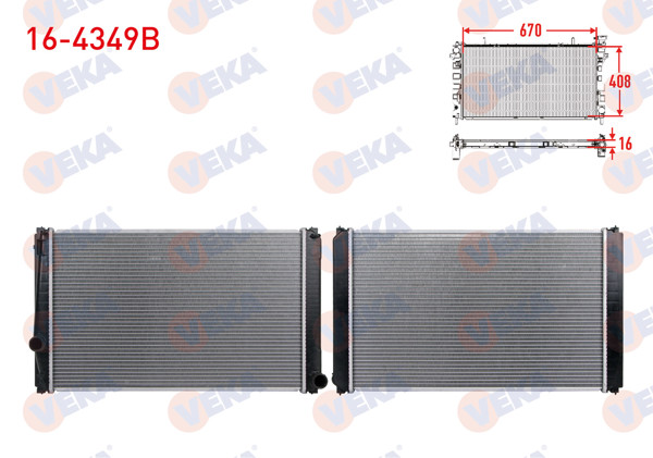 VEKA 16-4349B | Su Radyatörü Brazing Toyota Rav4 III 2.0 Vvt-I A-T 2005-2012 / Rav4 IV 2.0 Vvt-I A-T 2012 -