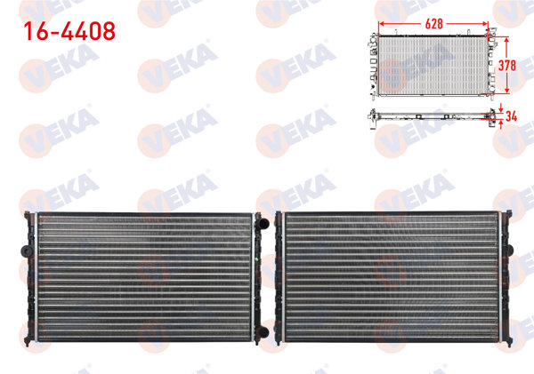 VEKA 16-4408 | Su Radyatörü Mekanik Volkswagen Caddy II (9K9a) 1.9 D M-T 1995-2004