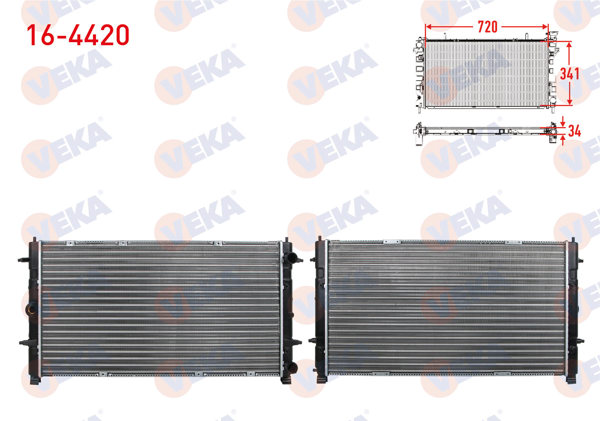 VEKA 16-4420 | Su Radyatörü Mekanik Volkswagen Transporter IV (70Xb,70Xc,7Db,7Dw) 1.9 TD M-T 1990-2003