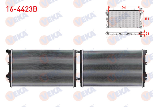 VEKA 16-4423B | Su Radyatörü Brazing Volkswagen Golf V (1K1) 1.9 TDI M-T 2003-2009