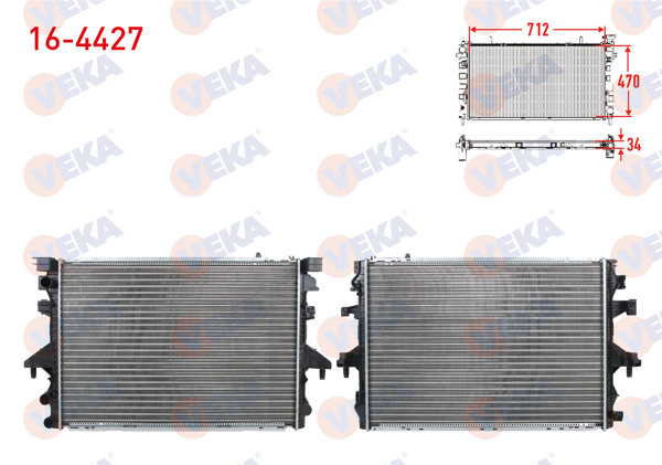VEKA 16-4427 | Su Radyatörü Mekanik Volkswagen Transporter V (7Ha,7Hh,7Ea,7Eh) 1.9 TDI M-T 2003-2011