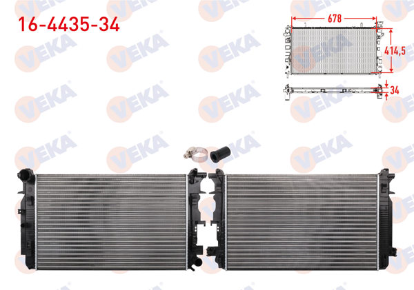 VEKA 16-4435-34 | Su Radyatörü Mekanik Kalınlık 34mm VW Crafter 2.0 TDI-2.5 TDI M-T 2006-2016 / Mercedes Sprinter 2006-2018 / Sprinter 2018 -
