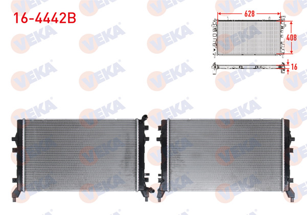 VEKA 16-4442B | Ek Su Radyatörü Brazing Volkswagen Golf V,VI 1.2,1.4 TSI 08-16 / Passat B6, B7 1.4 TSI 07-14-Jetta III,IV 1.2,1.4 TSI 07-14 / A3 1.2,1.4 TFSI 07-13 / Superb II 1.4 TSI 08-15 / Leon 1.2,1.4 TSI 07-12