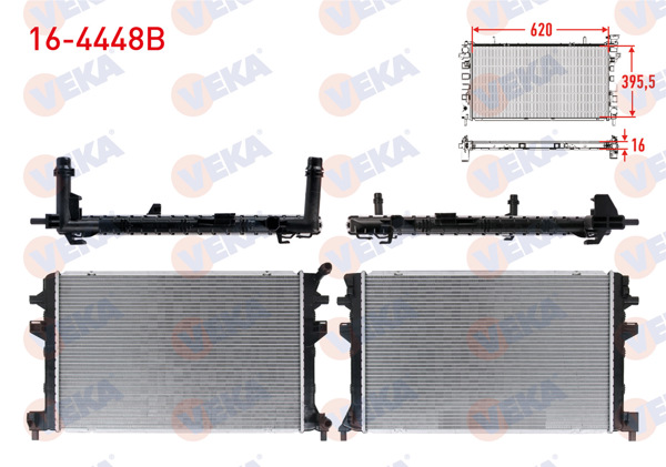VEKA 16-4448B | Ek Su Radyatörü Brazing Geçmeli Volkswagen Golf VII (5G1) 1.6 TDI A-T / M-T 2012 -