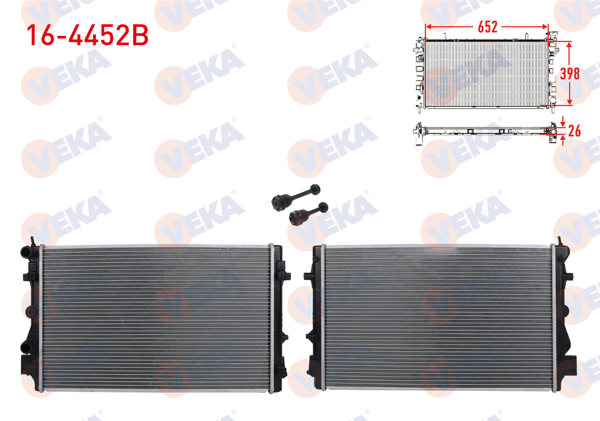 VEKA 16-4452B | Su Radyatörü Brazing Volkswagen Polo (6R,6C) 1.4 TSI M-T Ac + /-2009 -