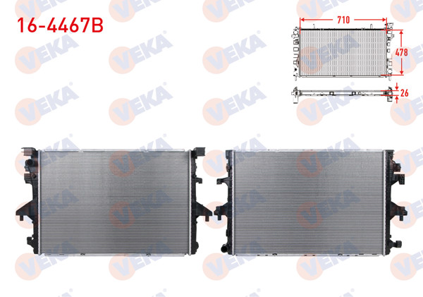 VEKA 16-4467B | Su Radyatörü Brazing Volkswagen Caravelle / Transporter T6 2.0 TDI A-T / M-T Ac + 2015-2019