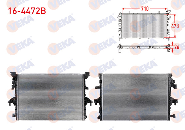 VEKA 16-4472B | Su Radyatörü Brazing Volkswagen Transporter (T6) 2.0 TDI 2015 -