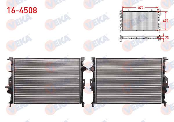 VEKA 16-4508 | Su Radyatörü Mekanik Ford Mondeo IV 2.0 TDCI A-T Ac + /-2007-/ Kuga 2.0 TDCI A-T Ac + /-2008-2013 / Focus III 1.6 TDCI A-T Ac + /-2011-2015 / Volvo S60 II 2.0 D A-T / M-T Ac + /-2010 -