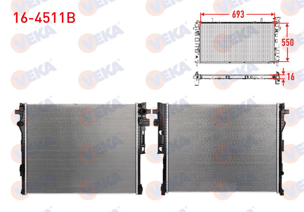 VEKA 16-4511B | Su Radyatörü Brazing Volvo Xc90 II 2.0 B6 2020 -