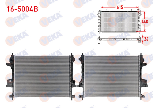 VEKA 16-5004B | Su Radyatörü Brazing (5mm Fın) Chery Omoda 5 (T19c) / Tıggo 7 Pro (T1e) / Tıggo 8 Pro (T1d) 1.6 T-GDI 2022 -