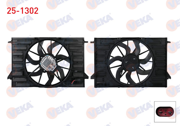 VEKA 25-1302 | Fan Motoru Davlumbazlı Tekli Fan Rezıstanssız Audi A4 2016-/ A5 2017-/ A6 2019-/ A5, Q5 2017-/ 2.0 TDI, 2.0 TFSI, 1.4 TFSI