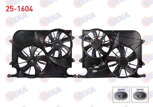 VEKA 25-1604 | Fan Motoru (Su + Klima) Davlumbazlı Çiftli Chevrolet Captiva (C100) 2.0 D 2006-2012