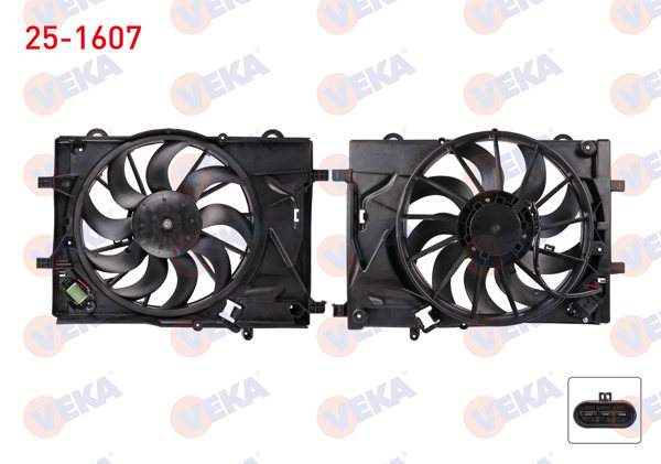 VEKA 25-1607 | Fan Motoru (Su + Klima) Davlumbazlı Rezistanslı Chevrolet Aveo (T300) 1.4 16V 2011-2014