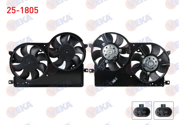 VEKA 25-1805 | Fan Motoru (Su + Klima) Davlumbazlı Çiftli Fiat Albea 1.3 Mjt 2003-2007