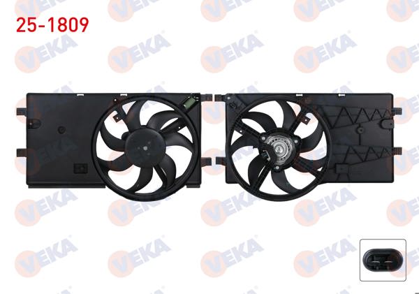 VEKA 25-1809 | Fan Motoru (Su + Klima) Davlumbazlı Tekli Fiat Fiorino (225) 1.3 Mjt Ac + 2007 -