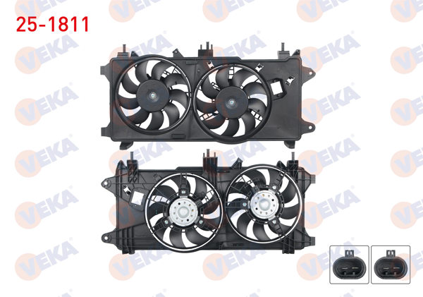 VEKA 25-1811 | Fan Motoru (Su + Klima) Davlumbazlı Çiftli Fiat Doblo (119,223) 1.3 Mjt Klimalı 2005-2010