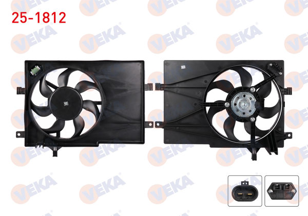 VEKA 25-1812 | Fan Motoru (Su + Klima) Davlumbazlı Tekli Fiat Palio (178Bx) (178Dx) 1.2İ 16V Ac + 1996-2005