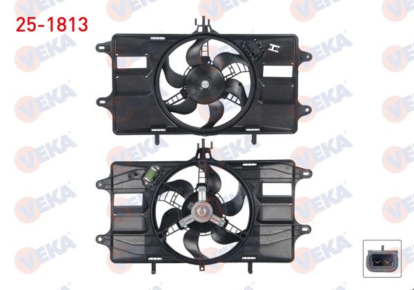 VEKA 25-1813 | Fan Motoru (Su + Klima) Tekli Fanlı Resıztanslı Fiat Doblo (119,223) 1.2İ 2001-2010