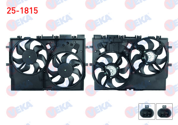 VEKA 25-1815 | Fan Motoru (Su + Klima) Davlumbazlı Çiftli Fanlı Fiat Ducato 2.0 Mjt 2006-/ Peugeot Boxer 2.2 HDI 2006-/ Citroen Jumper 2.2 HDI 2006-/ Karsan Jest 2.3 2012 -