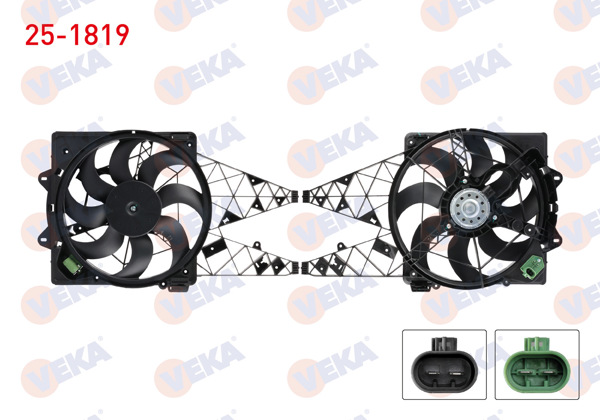 VEKA 25-1819 | Fan Motoru (Su + Klima) Radyatörü Davlumbazlı Tek Fan Fiat Doblo (152,263) 1.3 Mjt 2010 -