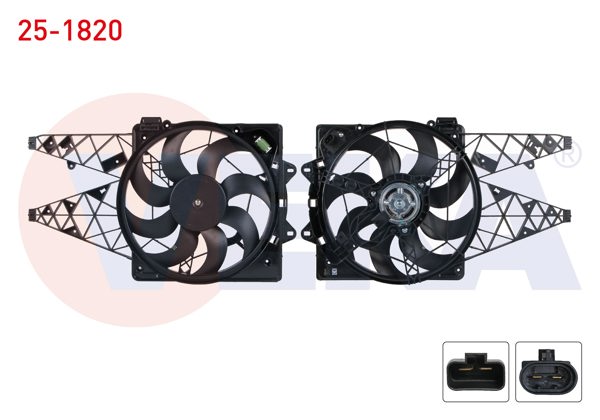 VEKA 25-1820 | Fan Motoru (Su + Klima) Radyatörü Davlumbazlı Tek Fan Fiat Doblo (152,263) 1.6 Mjt 2010 -