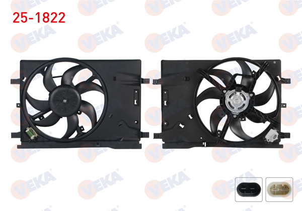 VEKA 25-1822 | Fan Motoru (Su + Klima) Davlumbazlı Resıztanslı Tekli Fanlı Fiat Grande Punto (199) 1.4 2005-2012
