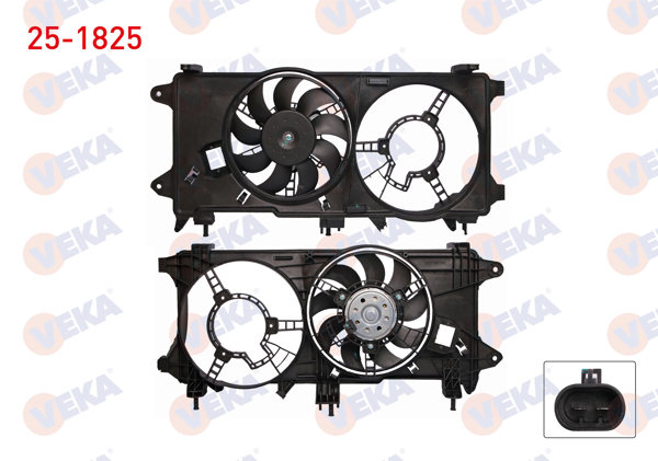 VEKA 25-1825 | Fan Motoru Çiftli Davlumbaz Tekli Fan Fiat Doblo (119,123) 1.3 Mjt Klimasız 2005-2010