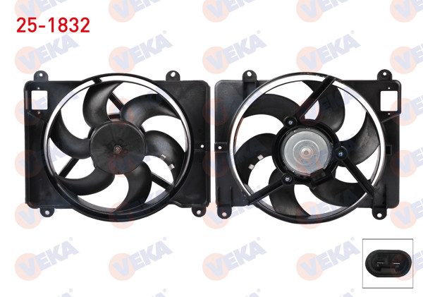 VEKA 25-1832 | Fan Motoru (Su + Klima) Davlumbazlı Tekli Fanlı Fiat Punto 1.2 Ac + 1993-1999