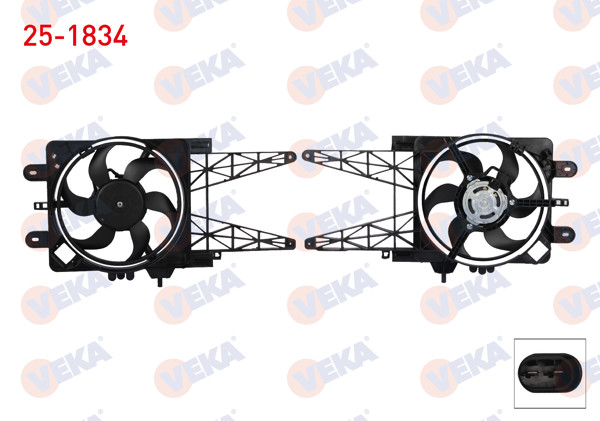 VEKA 25-1834 | Fan Motoru (Su + Klima) Davlumbazlı Tekli Fanlı (Kablosuz) Fiat Punto 1.2 Ac + 1999-2012