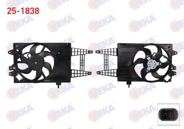 VEKA 25-1838 | Fan Motoru Davlumbazlı Tekli Fanlı Fiat Punto 1.2, 1.4 1999-2012