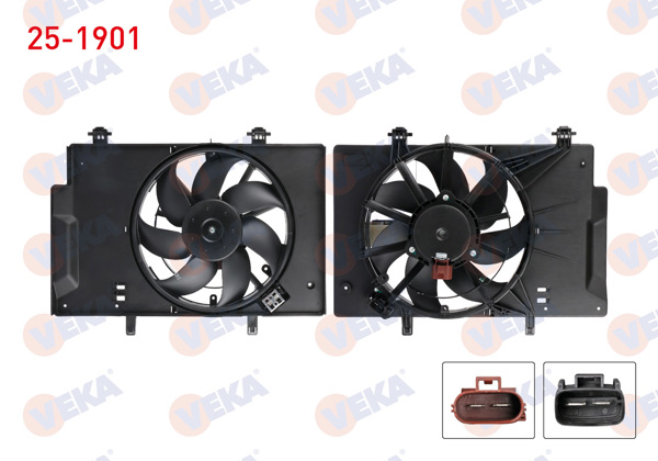 VEKA 25-1901 | Fan Motoru (Su + Klima) Davlumbazlı Tekli Fan Rezistanslı Ford Fiesta VI 1.4 TDCI M-T Ac + 2008-2012