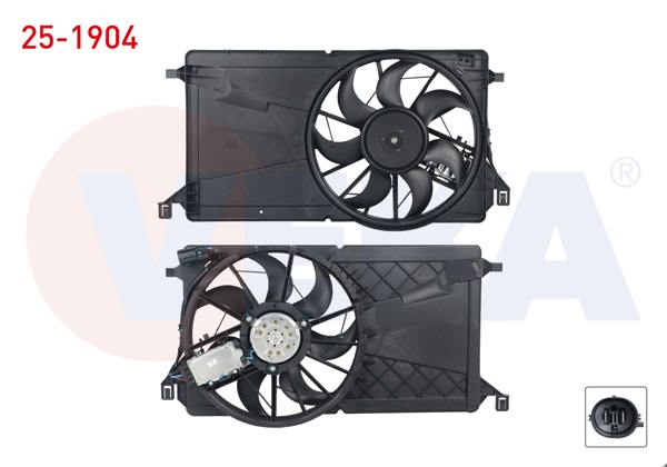 VEKA 25-1904 | Fan Motoru (Su + Klima) Davlumbazlı Tekli Fan Beyınlı Ford Focus II (Da) 1.6 TDCI (Doch) 2004-2011