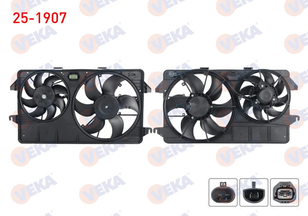 VEKA 25-1907 | Fan Motoru Su Radyatörü Davlumbazlı Çiftli Fan Ford Transit Connect 1.8 TDCI Ac + 2002-2013