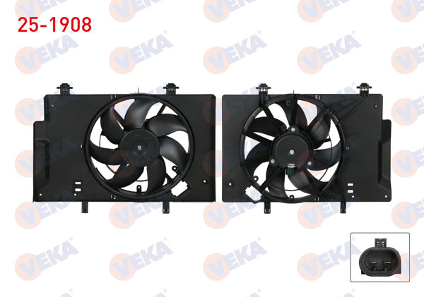 VEKA 25-1908 | Fan Motoru (Su + Klima) Davlumbazlı Tekli Fan Ford Fiesta VI 1.4İ 2008-2012