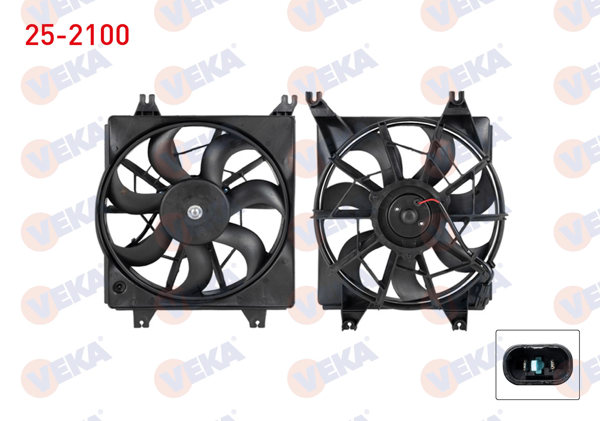 VEKA 25-2100 | Fan Motoru Su Radyatörü Hyundai Accent I (X-3) 1.3İ Davlumbazlı Tekli 1994-2000