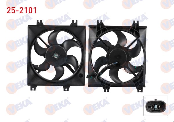 VEKA 25-2101 | Fan Motoru Klima Radyatörü Davlumbazlı Tekli Hyundai Accent 1.3-1.5 – 1.6 2000-2005