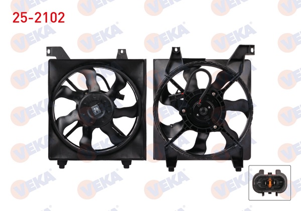 VEKA 25-2102 | Fan Motoru Su Radyatörü Davlumbazlı Tekli Fan Hyundai Accent Era 1.4İ 16V M-T 2006-2012