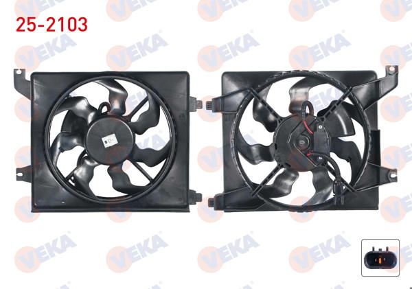 VEKA 25-2103 | Fan Motoru Klima Radyatörü Davlumbazlı Tekli Fan Hyundai Accent Era 1.4İ 16V M-T 2006-2012