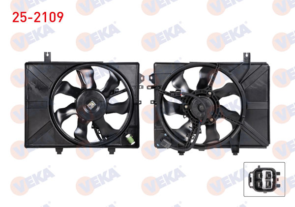 VEKA 25-2109 | Fan Motoru Su Radyatörü Rezistanslı Hyundai Getz (Tb) 1.3İ Davlumbazlı 2002-2005