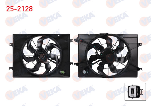 VEKA 25-2128 | Fan Motoru Su Radyatör Davlumbazlı Tekli Fan Hyundai Tucson (Jm) 2.0 CRDI 2004-2010