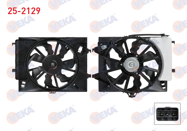 VEKA 25-2129 | Fan Motoru Su Radyatörü Davlumbazlı Tekli Fan Bıdonlu Hyundai i20 (Pb, Pbt) 1.2İ 2008-2015