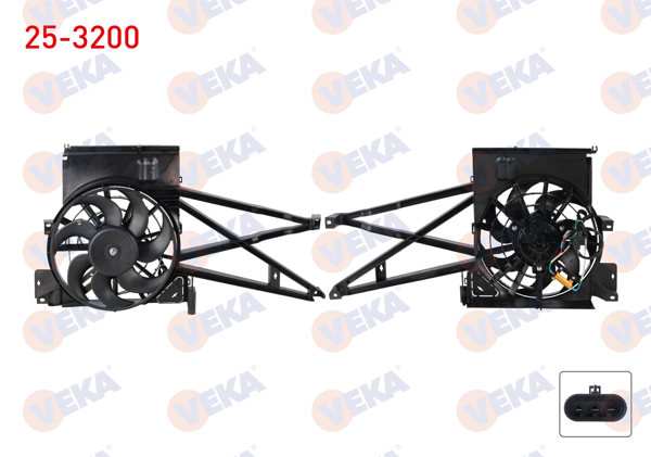 VEKA 25-3200 | Fan Motoru Klima Radyatörü Opel Vectra B 1.6İ Davlumbazlı Tekli 1995-2003
