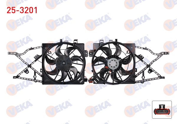 VEKA 25-3201 | Fan Motoru Su Radyatörü Opel Vectra B 1.6İ Davlumbazlı Tekli 1995-2003