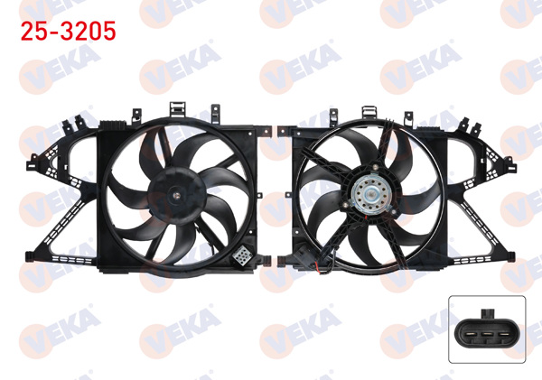 VEKA 25-3205 | Fan Motoru Su Radyatörü Opel Corsa C 1.4 Davlumbazlı Tekli 2000-2006