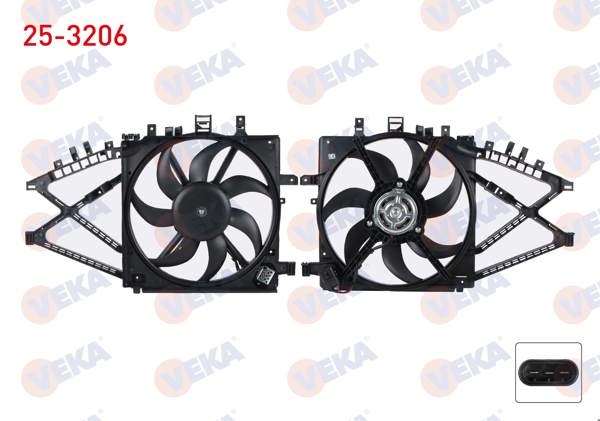 VEKA 25-3206 | Fan Motoru Su Radyatörü Rezistanslı Opel Corsa C 1.4 Davlumbazlı Tek Soket 3 Tırnaklı 2000-2006