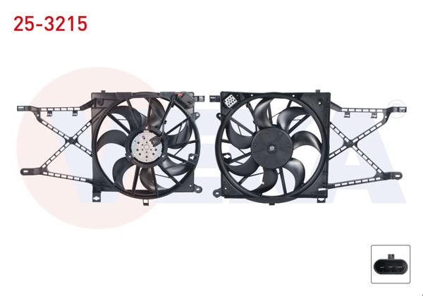 VEKA 25-3215 | Fan Motoru (Su + Klima) Davlumbazlı Tekli Fan (3 Fişli) Opel Astra H 1.4İ (Z14xep) Ac + /-2004-2010
